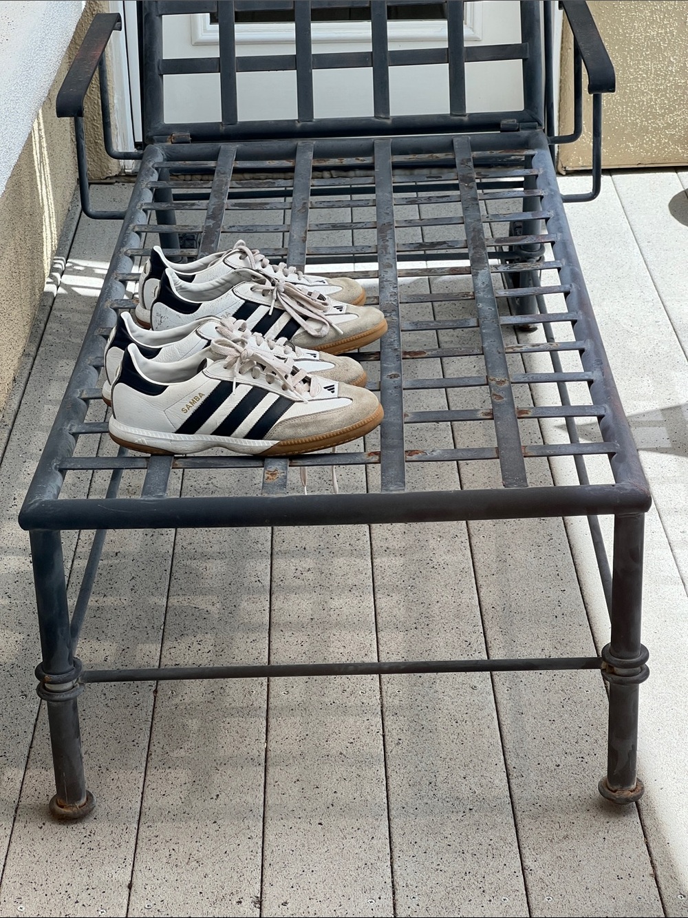 Adidas Samba OG Shoes Mens 10 Soccer Gym Sneakers White Blue Stripe Lace Up